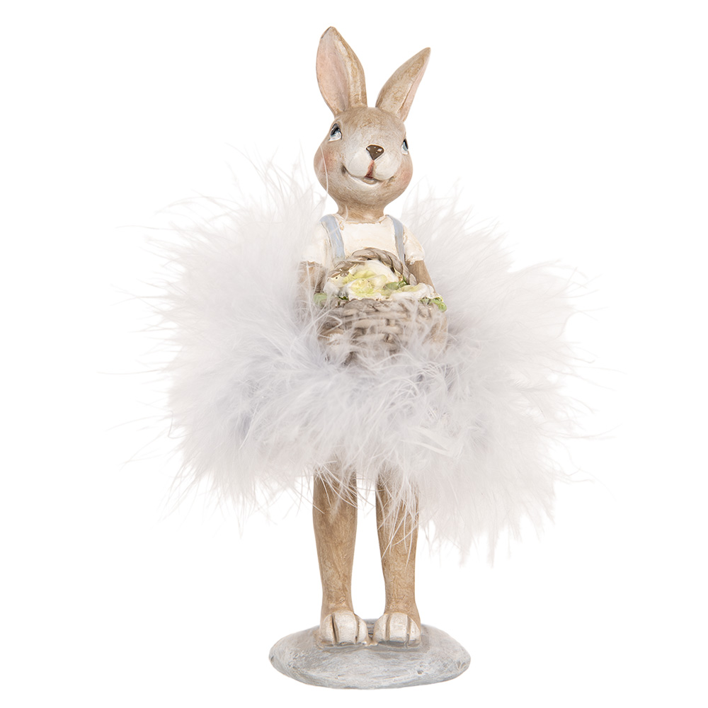 Clayre & Eef   | Decoratie Konijn Beige Grijs 6x6x17 cm | 6PR5250