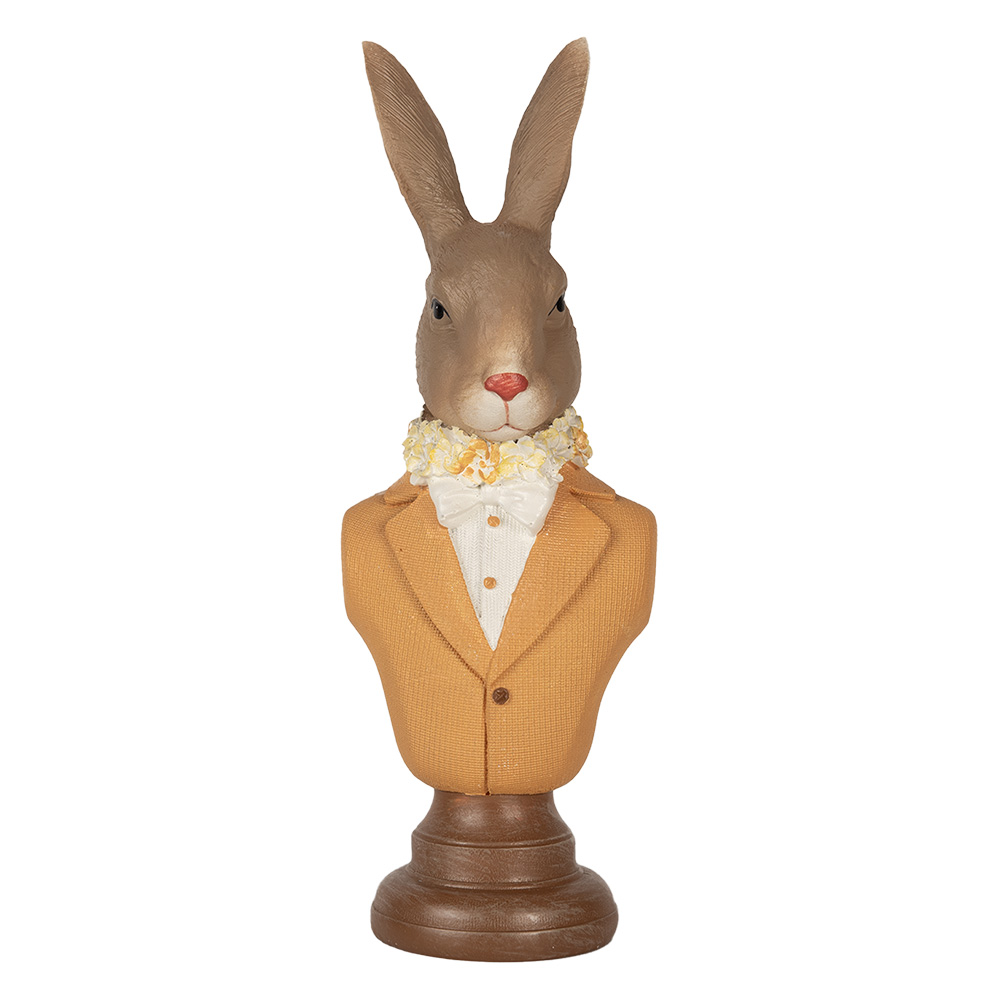 Clayre & Eef   | Decoratie Beeld Konijn Bruin Oranje 7x5x19 cm | 6PR5363