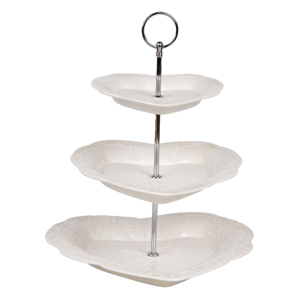 Clayre & Eef   | Etagère 2 laags Wit ø 26x31 cm | 6CE2048