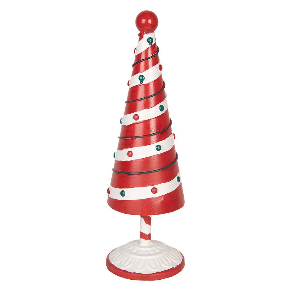 Clayre & Eef   | Kerstdecoratie Kerstboom Rood Wit ø 12x36 cm | 6Y5734