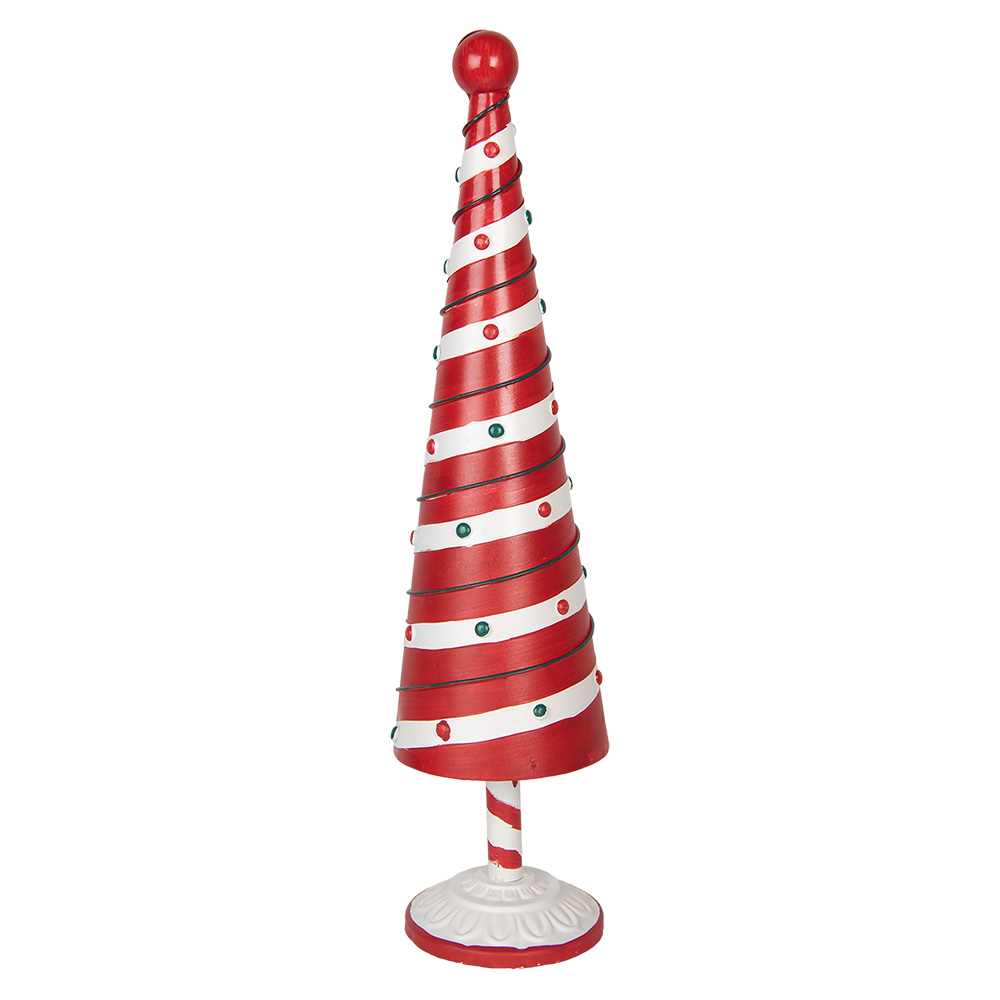 Clayre & Eef   | Kerstdecoratie Kerstboom Rood Wit ø 13x49 cm | 6Y5735