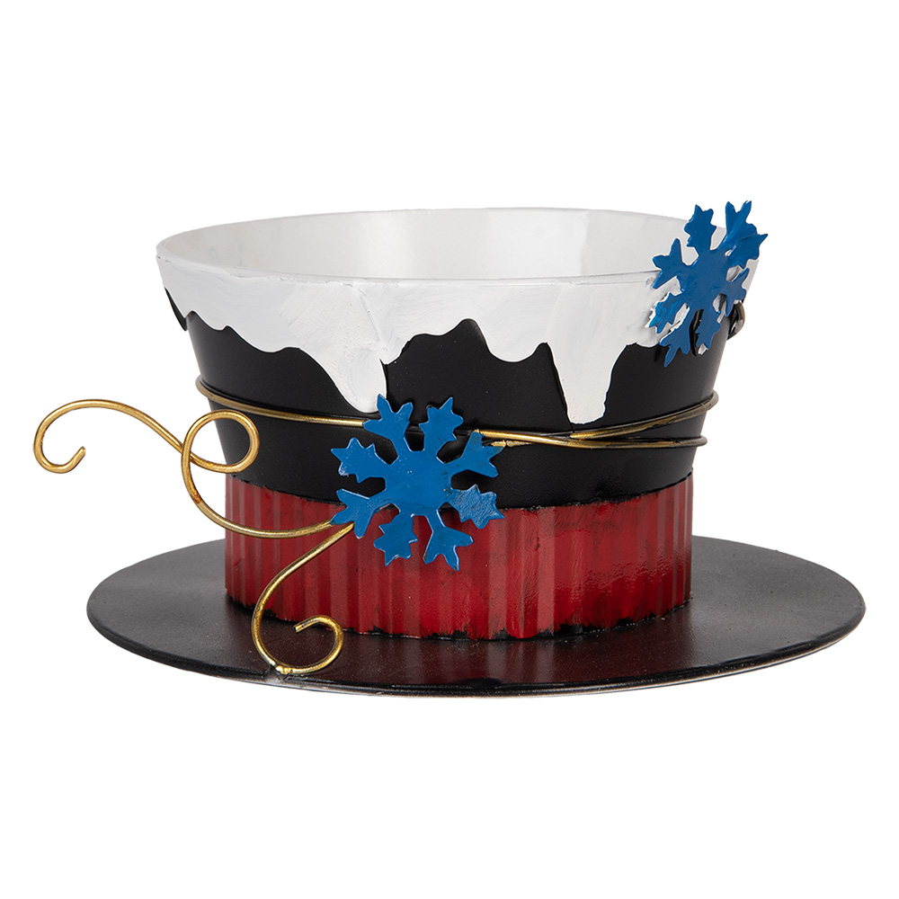 Clayre & Eef   | Decoratie Cappello Zwart Wit ø 22x12 cm | 6Y5736