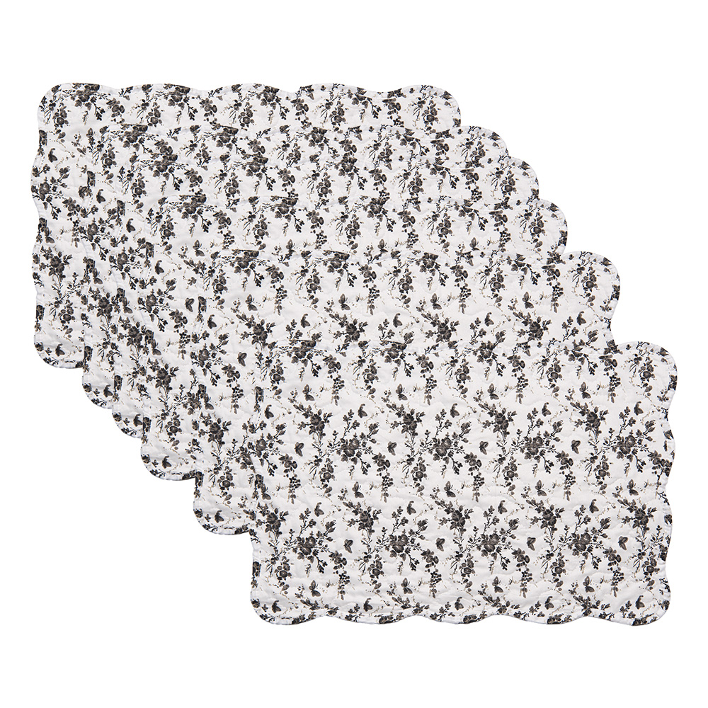 Clayre & Eef   | Placemats Set van 6 Wit Bruin 48x32 cm | Q205.040