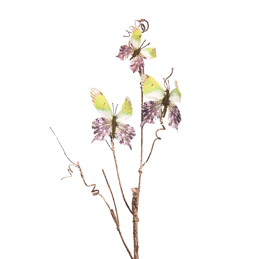 Clayre & Eef   | Decoratie Tak met vlinders Groen 14x5x85 cm | 50806