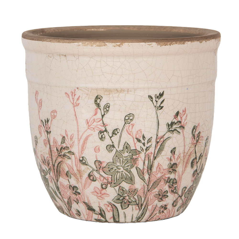Clayre & Eef   | Bloempot Binnen Beige Roze ø 13x11 cm | 6CE1974S
