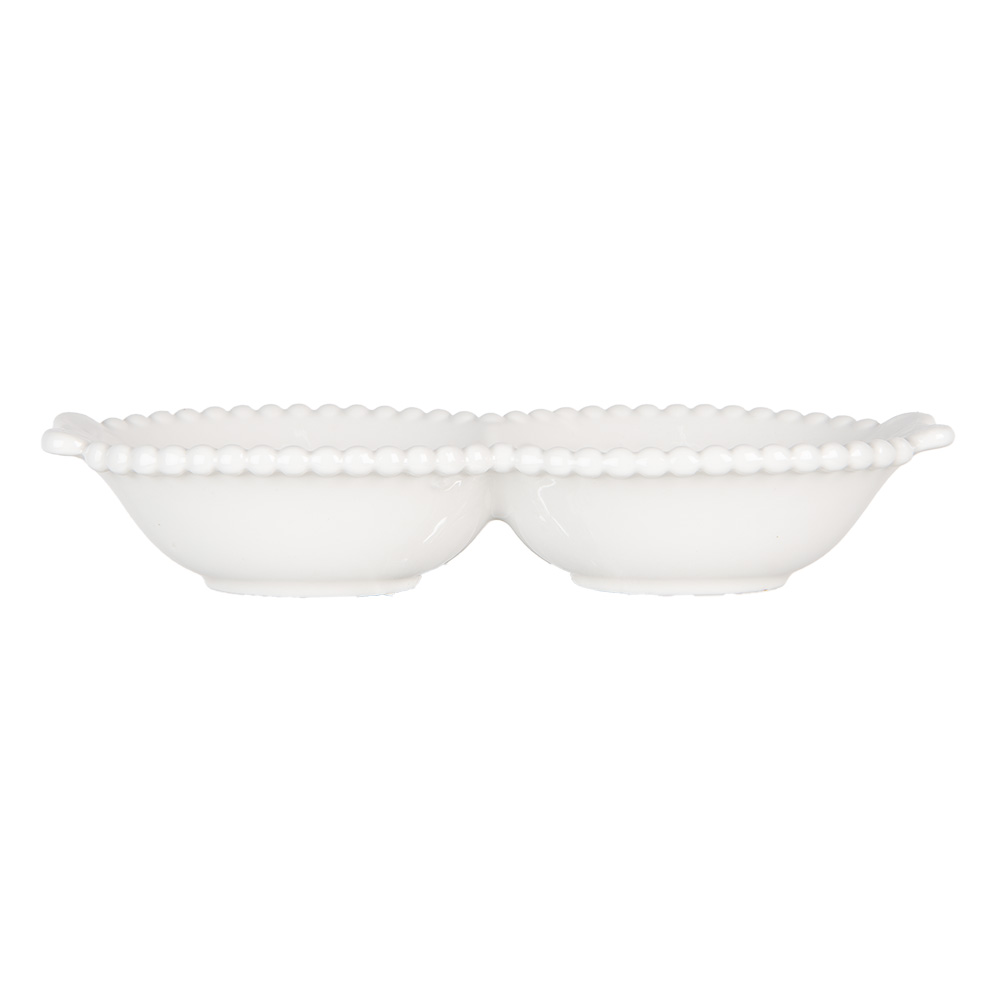 Clayre & Eef   | Kom Wit 25x7x3 cm / 100 ml | 6CEBO0202L