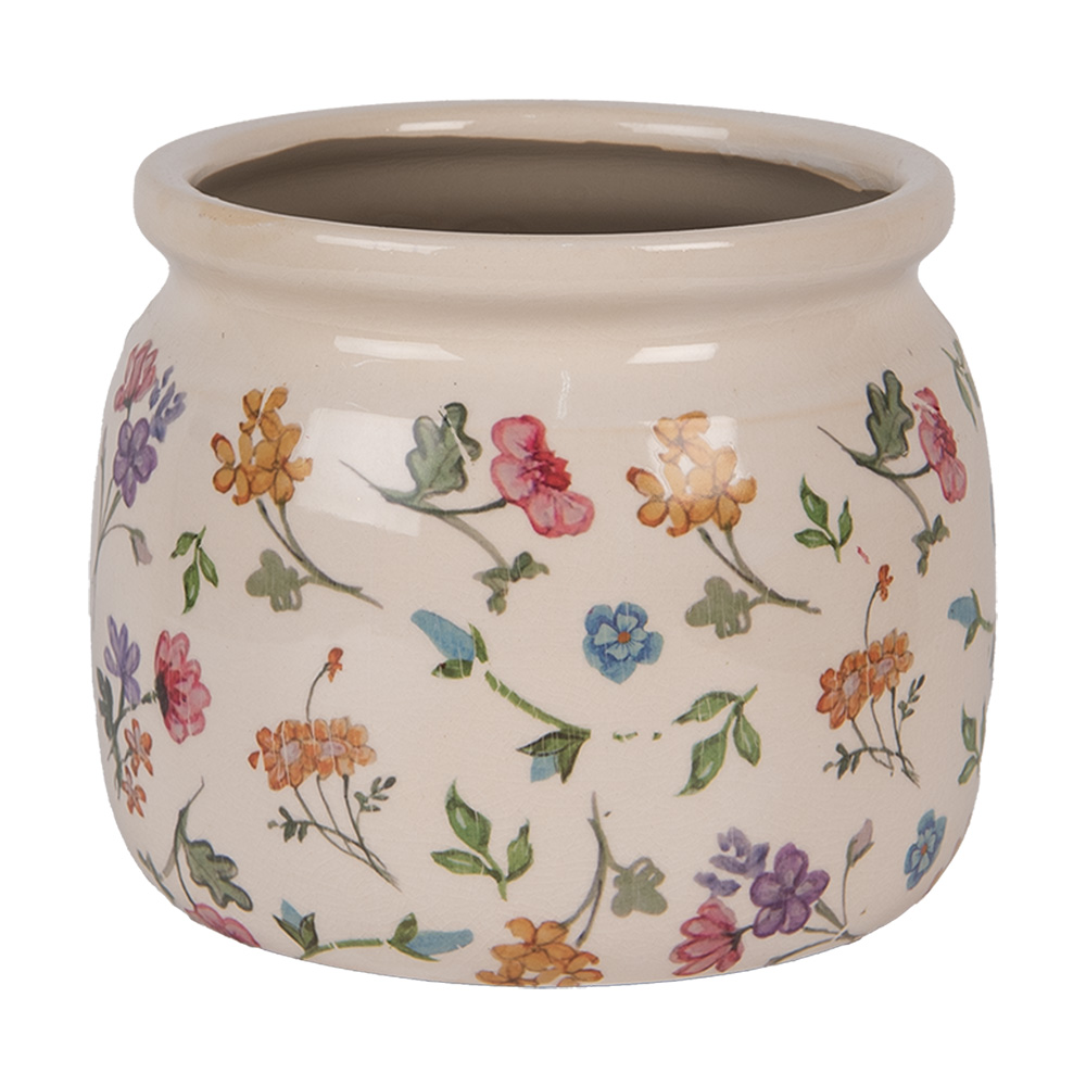 Clayre & Eef   | Bloempot Binnen Beige Roze ø 16x13 cm | 6CECFL0001M