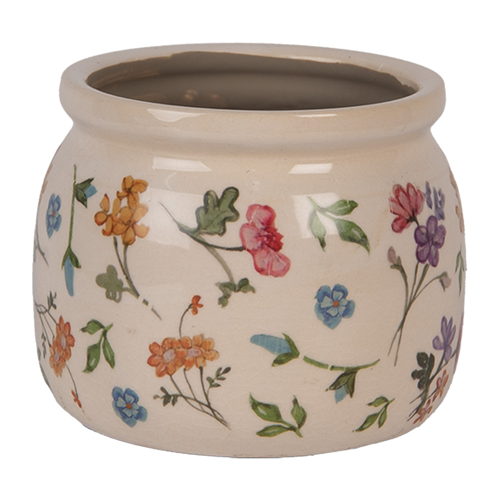 Clayre & Eef   | Bloempot Binnen Beige Roze ø 12x10 cm | 6CECFL0001S