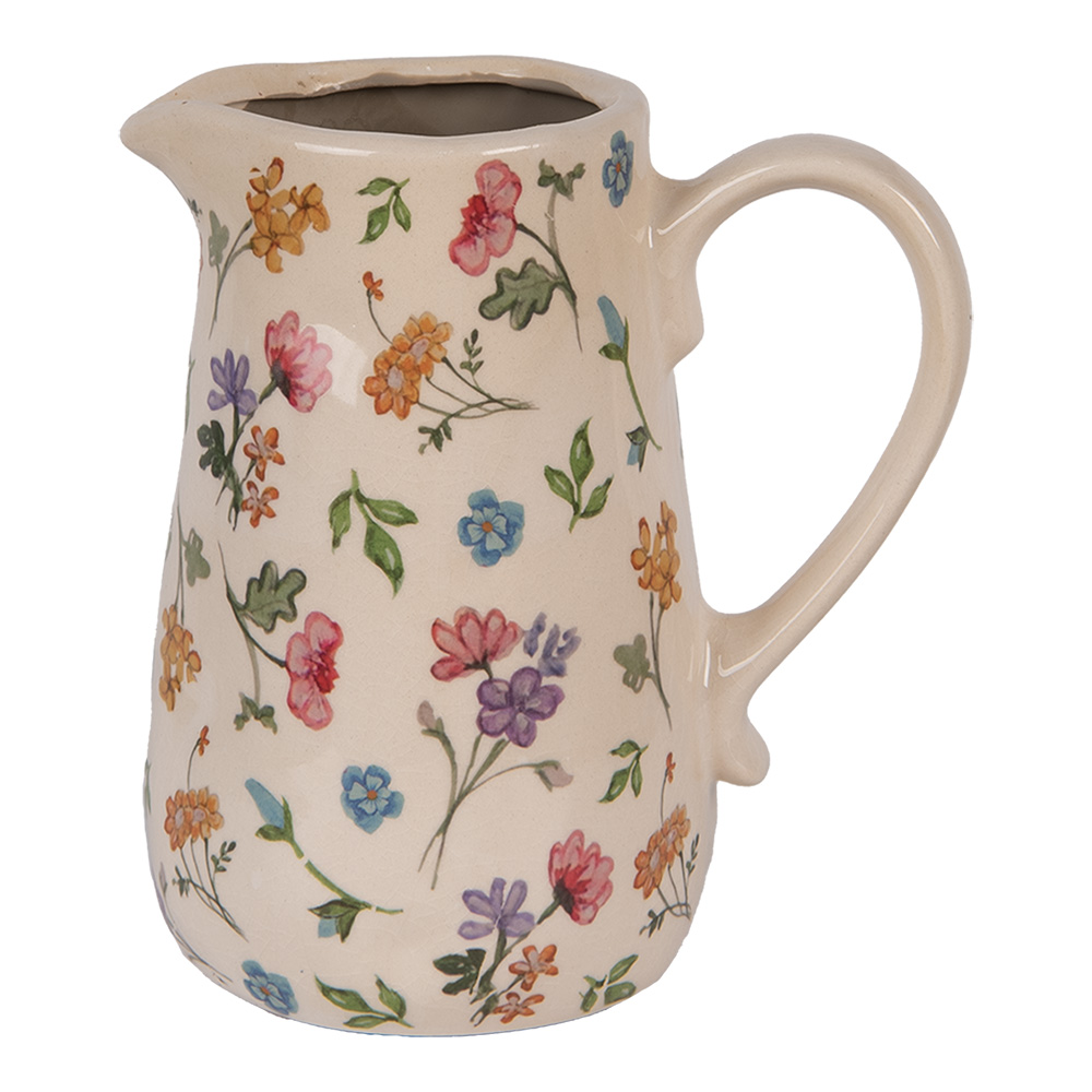 Clayre & Eef   | Decoratieve Schenkkan Beige Roze 16x12x18 cm | 6CECFL0002M