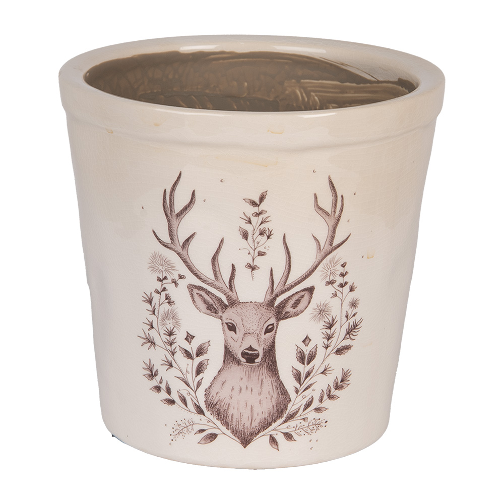 Clayre & Eef   | Bloempot Binnen Beige Bruin ø 17x16 cm | 6CEGTW0001L