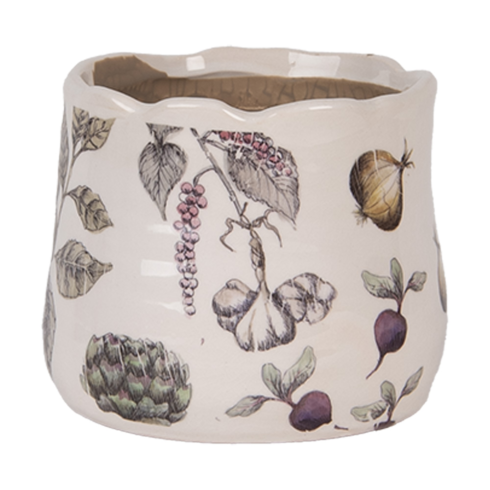 Clayre & Eef   | Bloempot Binnen Beige Groen ø 11x10 cm | 6CETKG0001XS