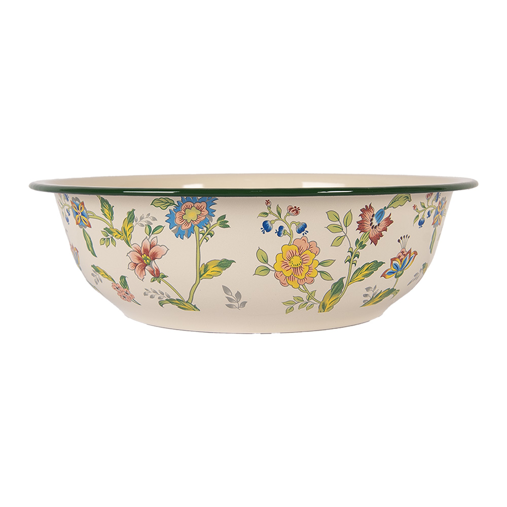 Clayre & Eef   | Decoratie schaal Beige Groen ø 30x9 cm / 3000 ml | 6EM0004