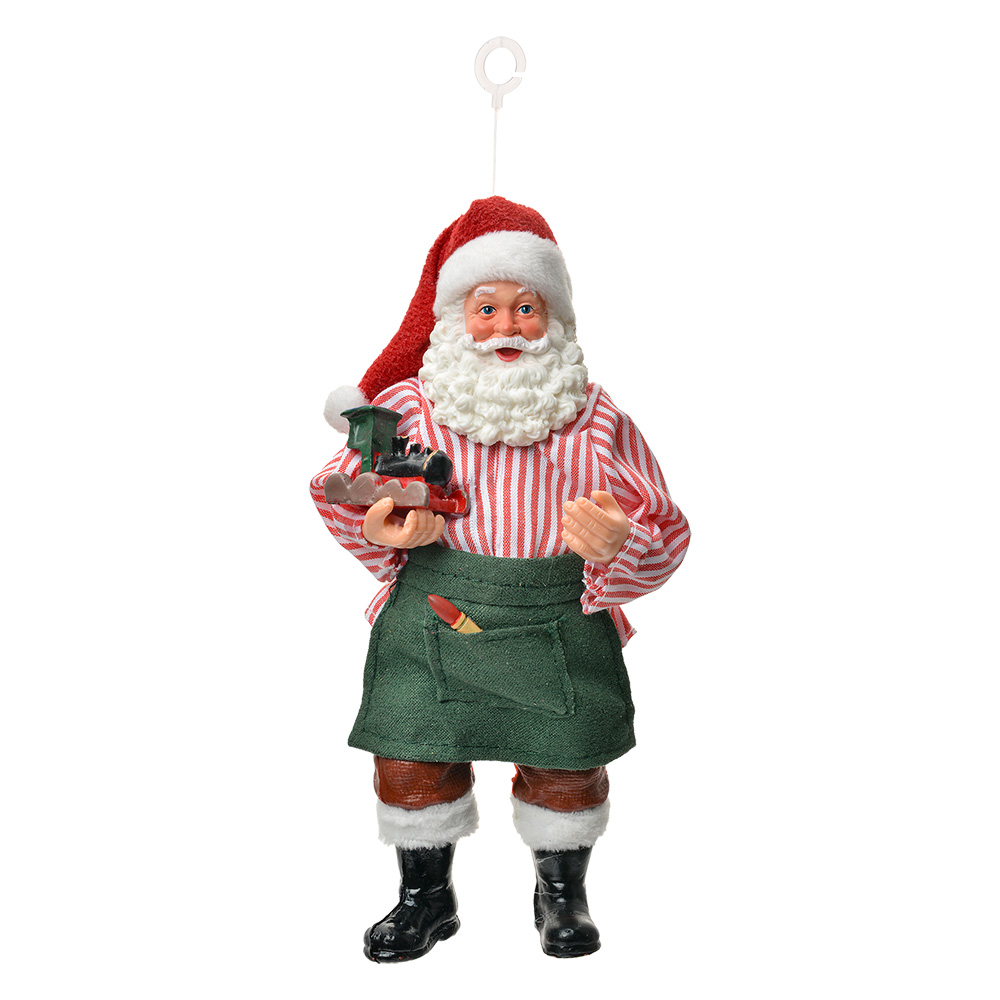 Clayre & Eef   | Kerstdecoratie Hanger Kerstman Rood Groen 9x6x17 cm | 66241
