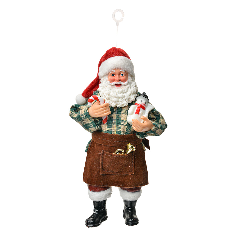 Clayre & Eef   | Kerstdecoratie Hanger Kerstman Rood Wit 9x6x17 cm | 66242