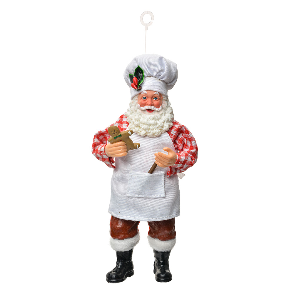 Clayre & Eef   | Kerstdecoratie Hanger Kerstman Wit Rood 9x6x17 cm | 66243