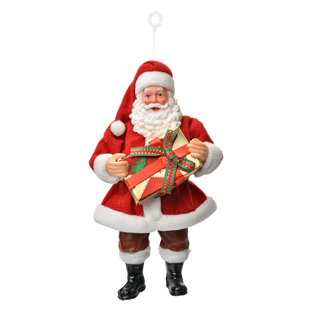 Clayre & Eef   | Kerstdecoratie Hanger Kerstman Rood Wit 10x6x17 cm | 66244