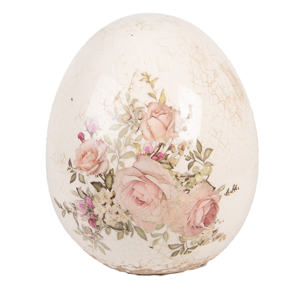 Clayre & Eef   | Decoratie Ei Beige Roze ø 10x12 cm | 6CE2207M