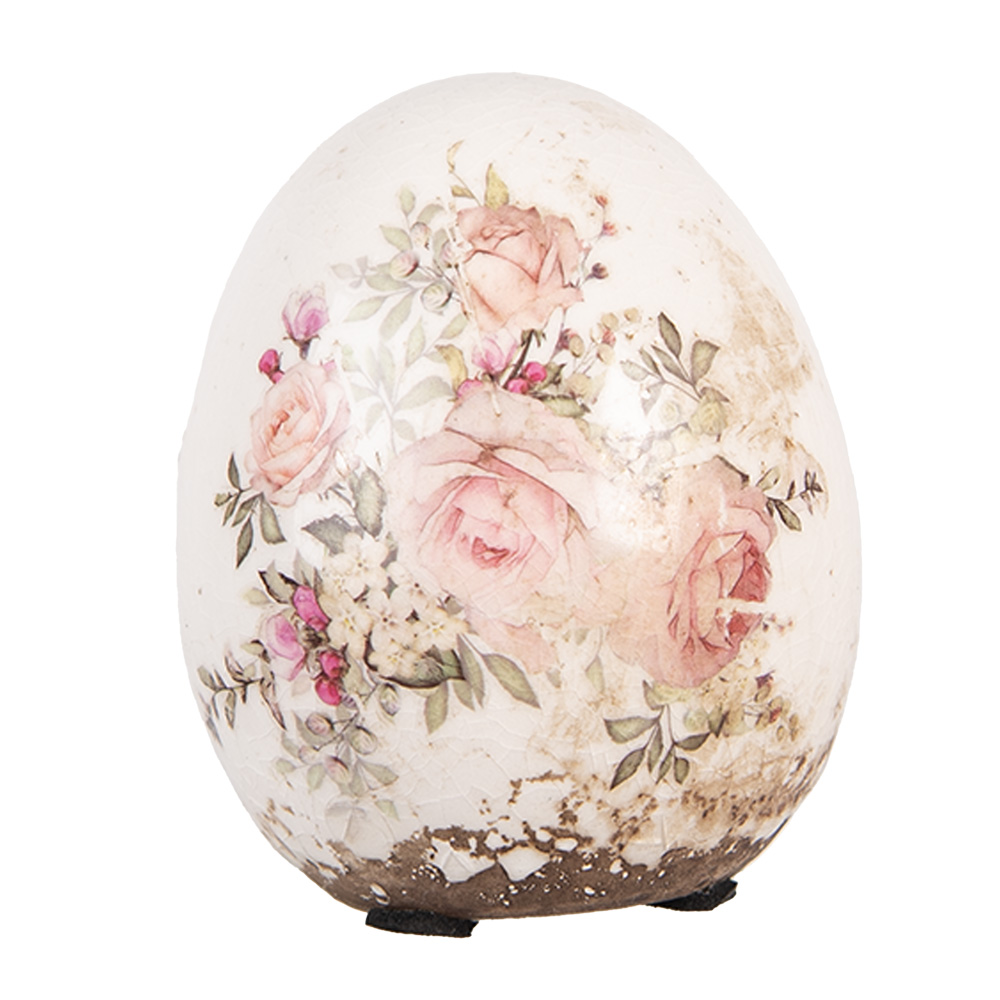 Clayre & Eef   | Decoratie Ei Beige Roze ø 7x9 cm | 6CE2207S