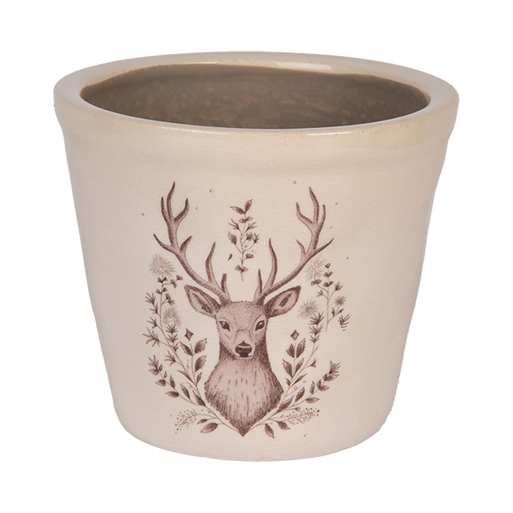 Clayre & Eef   | Bloempot Binnen Beige Bruin ø 12x11 cm | 6CEGTW0001S