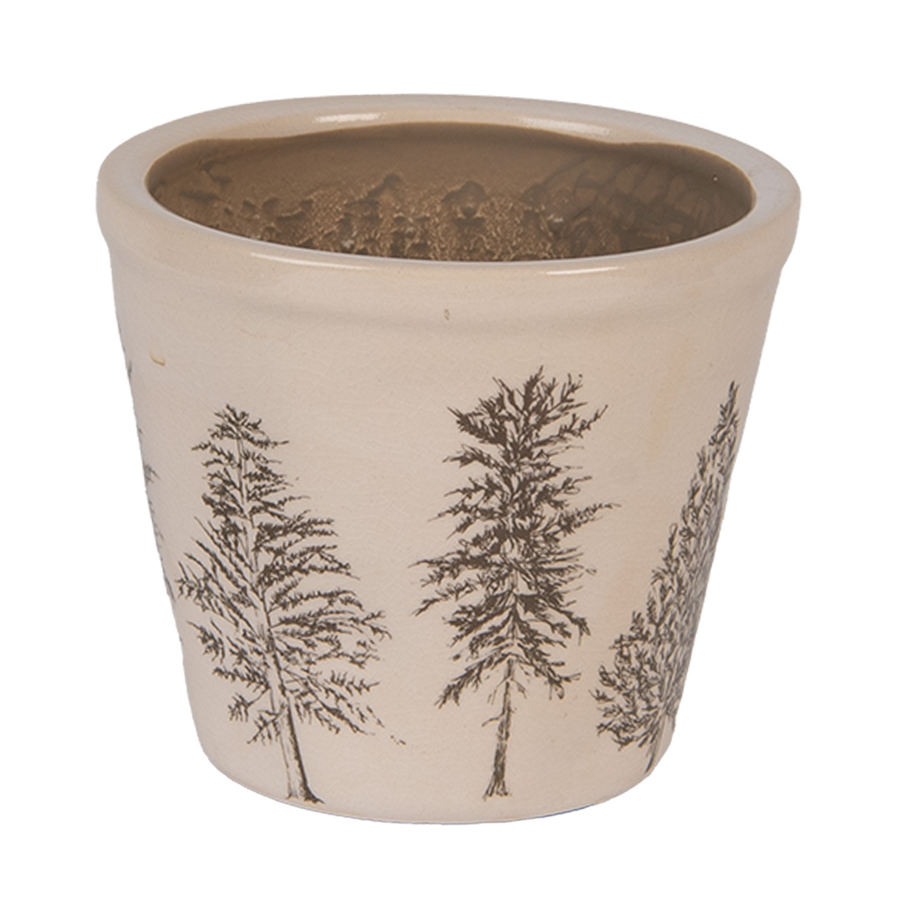 Clayre & Eef   | Bloempot Binnen Beige Groen ø 12x11 cm | 6CENPT0001S