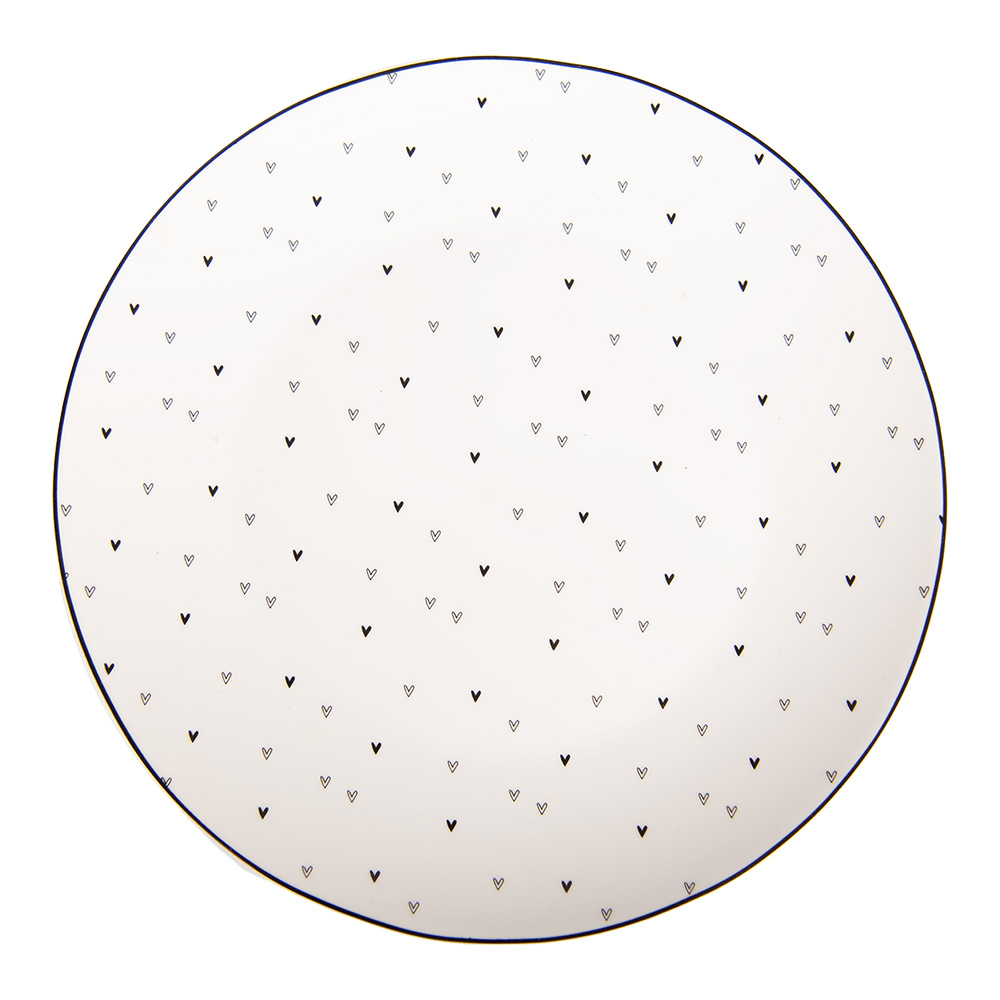 Clayre & Eef   | Servies Ontbijtbord Wit Zwart ø 20x2 cm | BHSDP0002