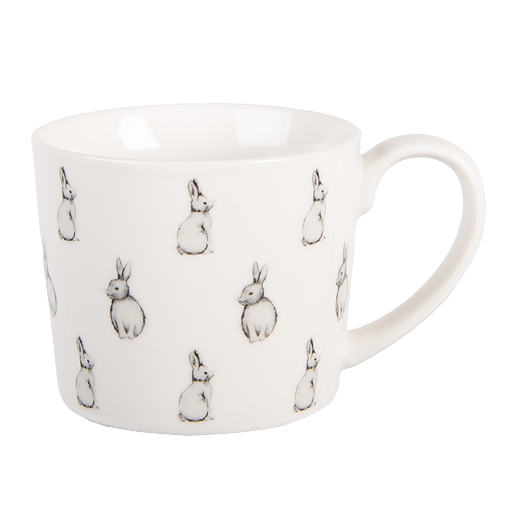 Clayre & Eef   | Mok Wit Zwart 12x8x7 cm / 275 ml | BNSMU