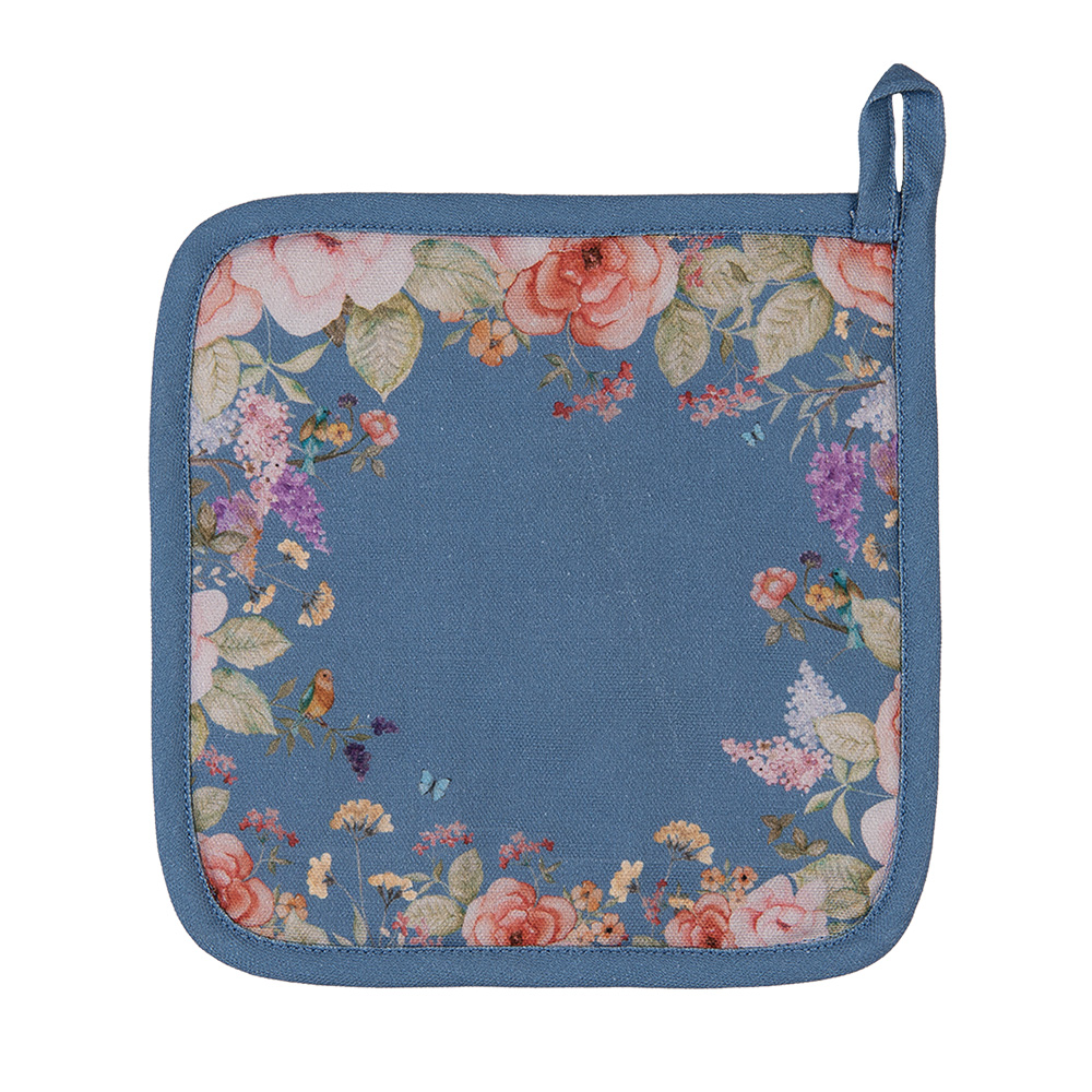 Clayre & Eef   | Pannenlap Blauw Beige 20x20 cm | FFA45BL