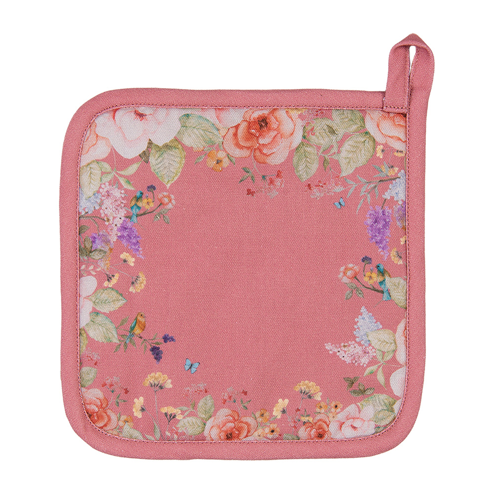 Clayre & Eef   | Pannenlap Roze Beige 20x20 cm | FFA45P