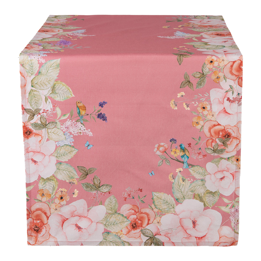 Clayre & Eef   | Tafelloper Roze Beige 50x140 cm | FFA64P