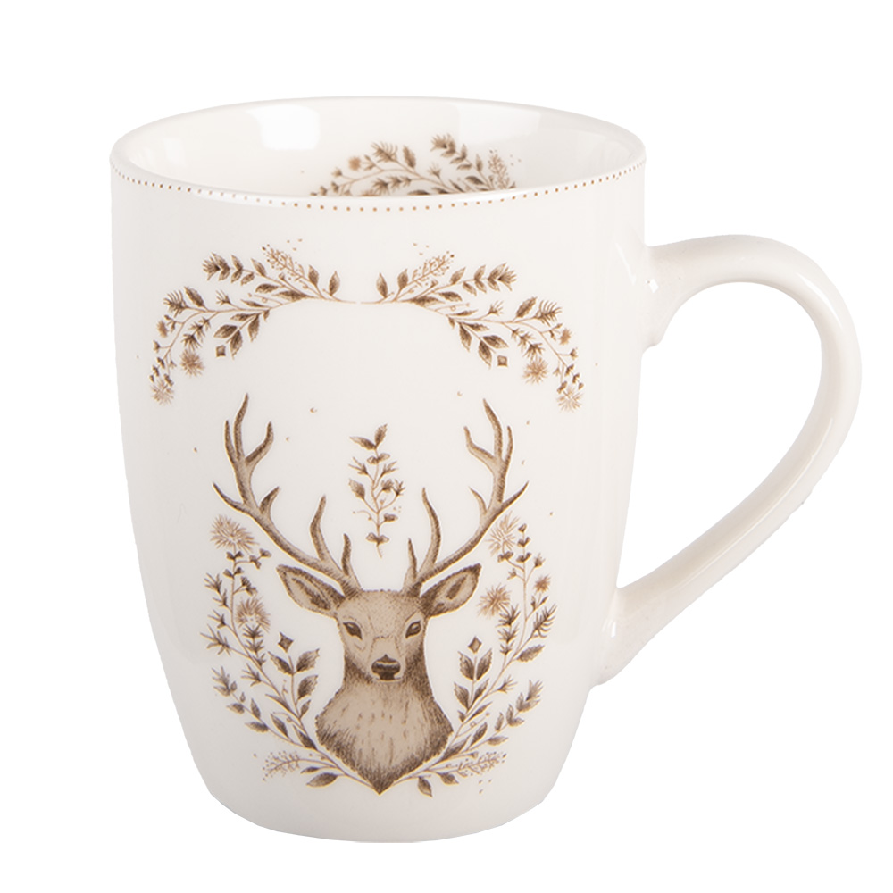 Clayre & Eef   | Mok Beige Bruin 12x8x10 cm / 350 ml | GTWMU