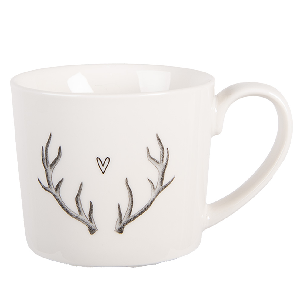 Clayre & Eef   | Mok Wit Grijs 12x8x7 cm / 275 ml | NWVMU