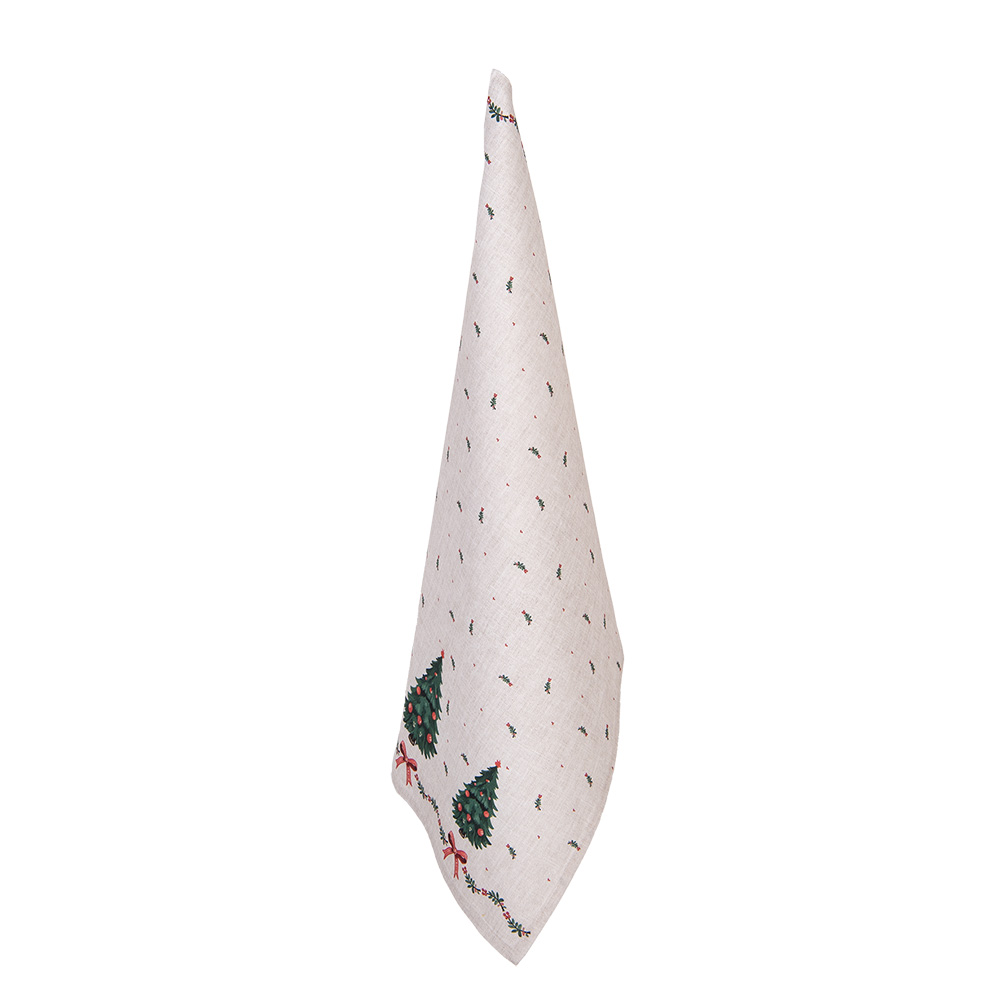 Clayre & Eef   | Theedoek Beige Groen Rood 50x70 cm | TCH42