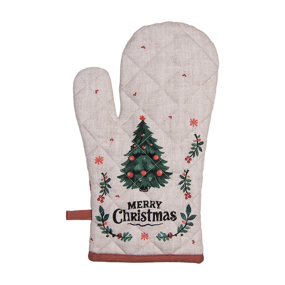 Clayre & Eef   | Ovenwant Beige Groen Rood 18x30 cm | TCH44