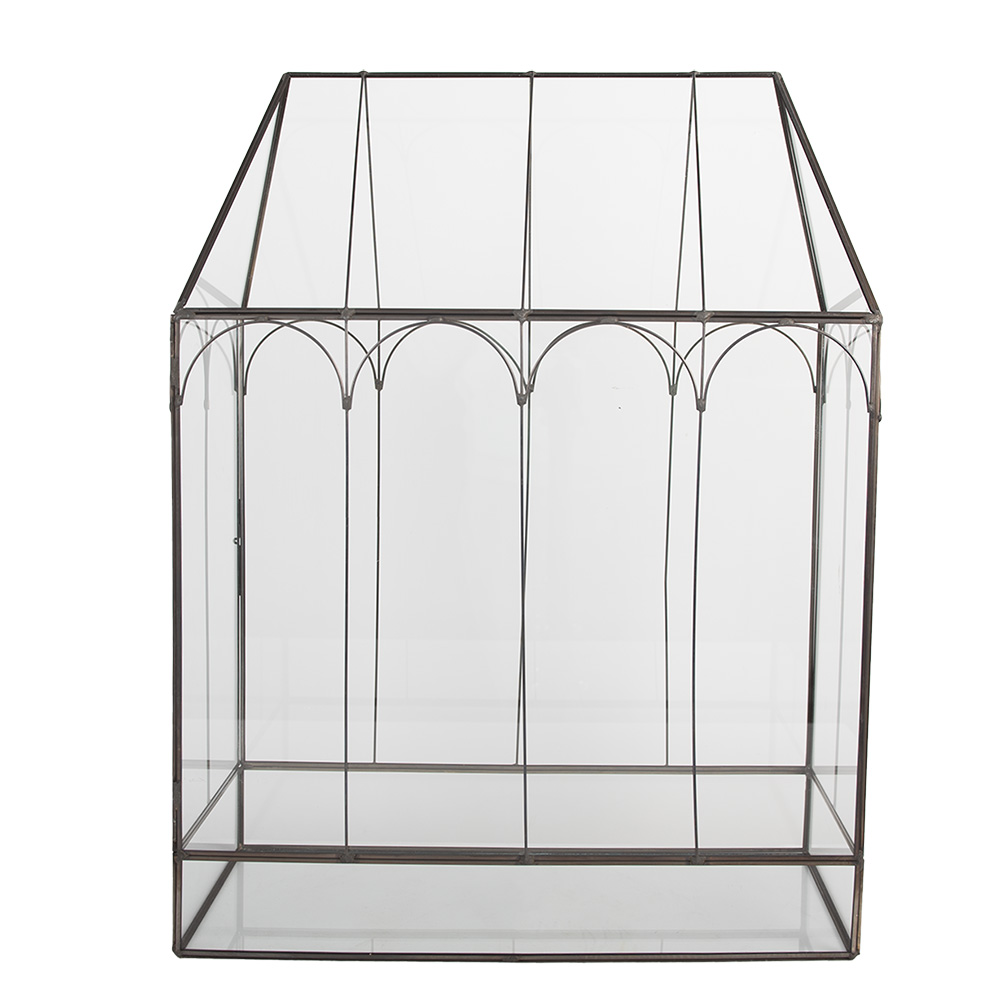 Clayre & Eef   | Decoratie Kweekkasje Transparant Zwart 35x15x46 cm | 5GL0022