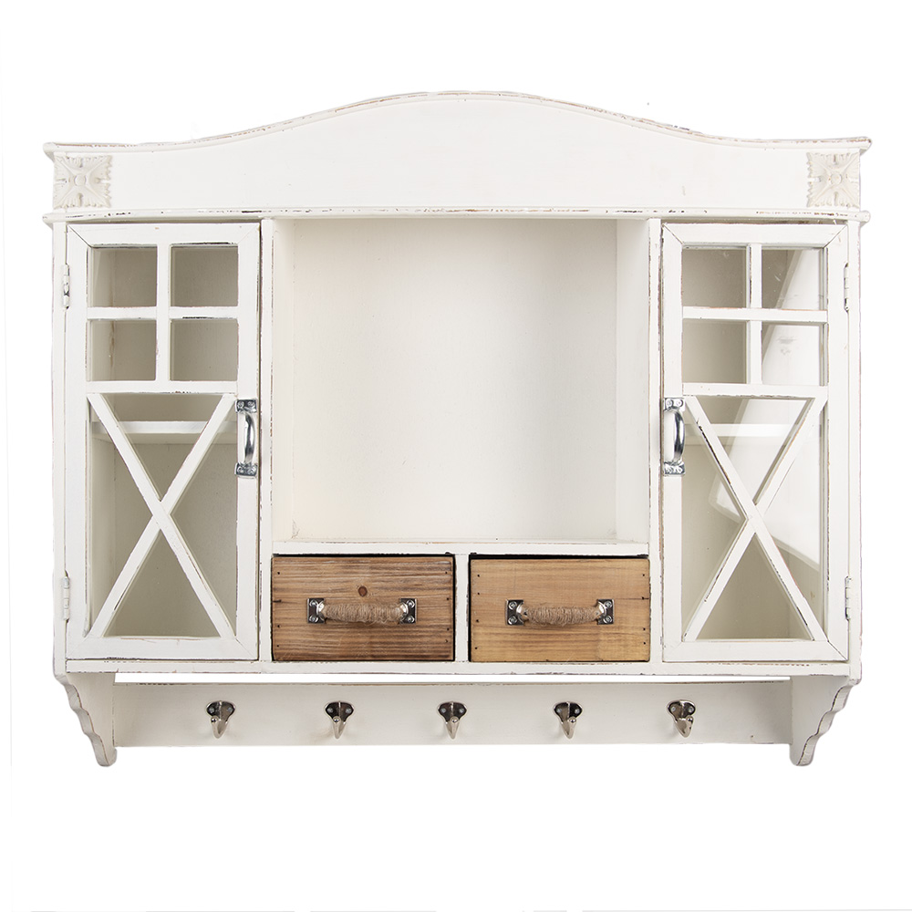Clayre & Eef   | Wandkastje Wit Bruin 76x16x65 cm | 5H0743