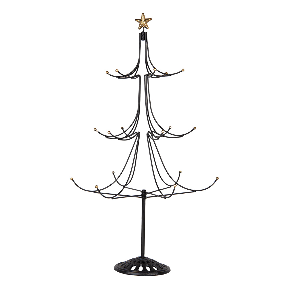 Clayre & Eef   | Kerstdecoratie Kerstboom Zwart Goudkleurig ø 41x71 cm | 5Y1268