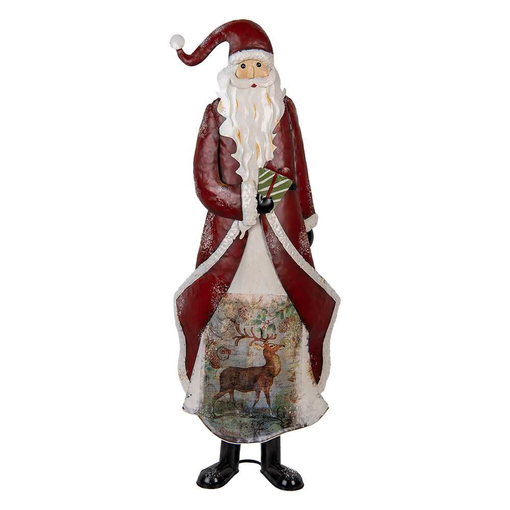 Clayre & Eef   | Kerstdecoratie Kerstman Rood Wit 33x16x85 cm | 5Y1317