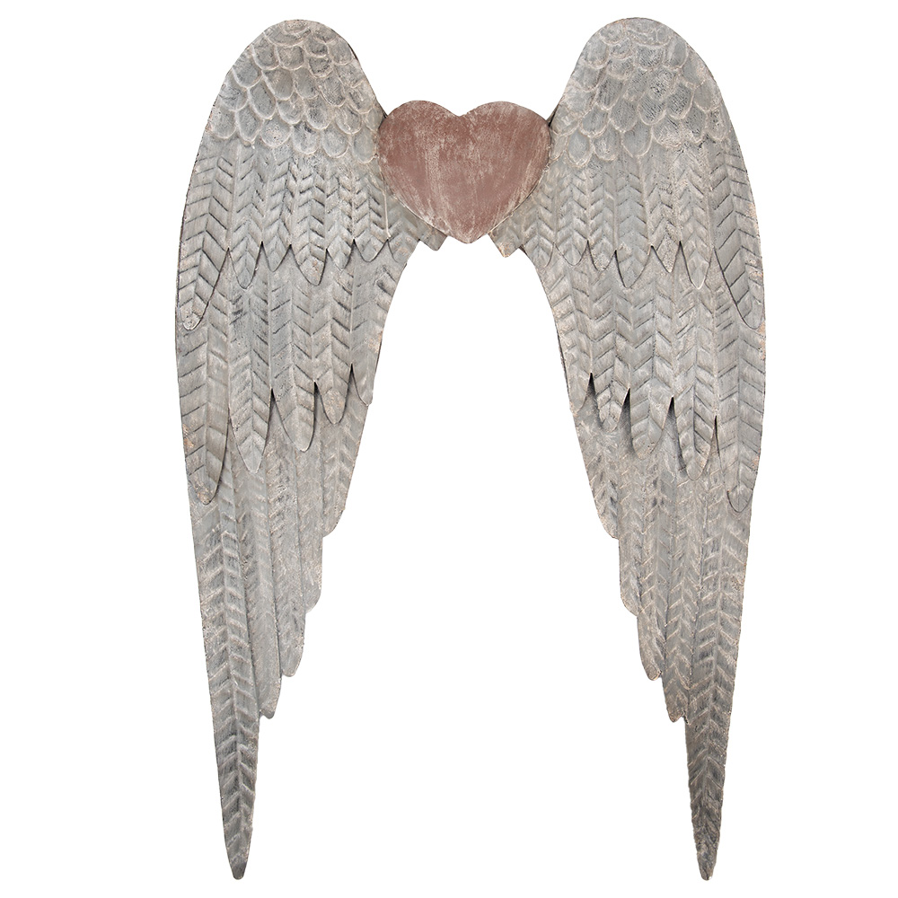Clayre & Eef   | Wanddecoratie Vleugels Grijs Bruin 79x6x113 cm | 5Y1333