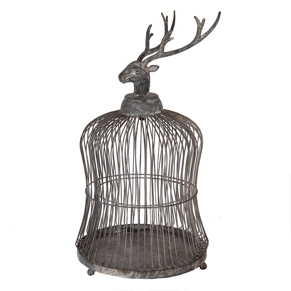 Clayre & Eef   | Vogelkooi Decoratie Grijs ø 26x50 cm | 5Y1344