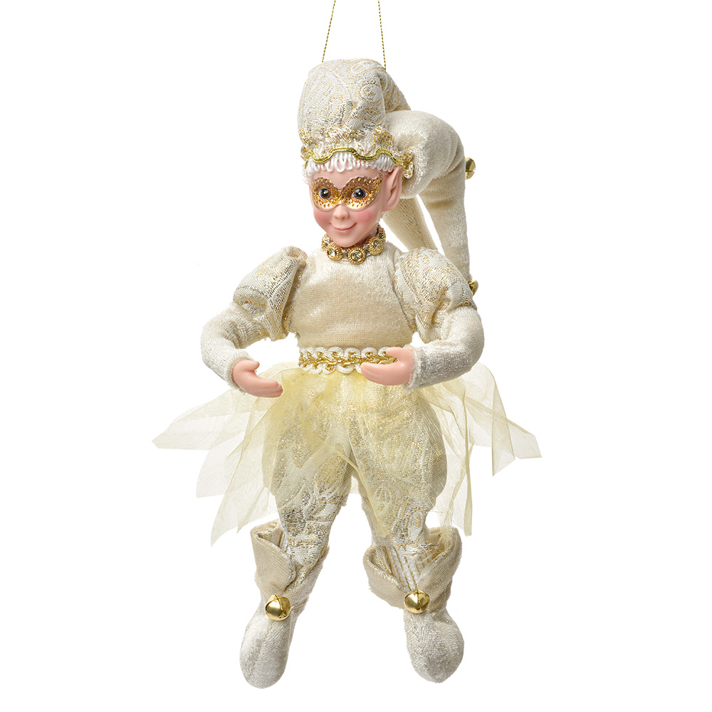 Clayre & Eef   | Decoratie hanger elf Beige Goudkleurig 10x8x28 cm | 66216