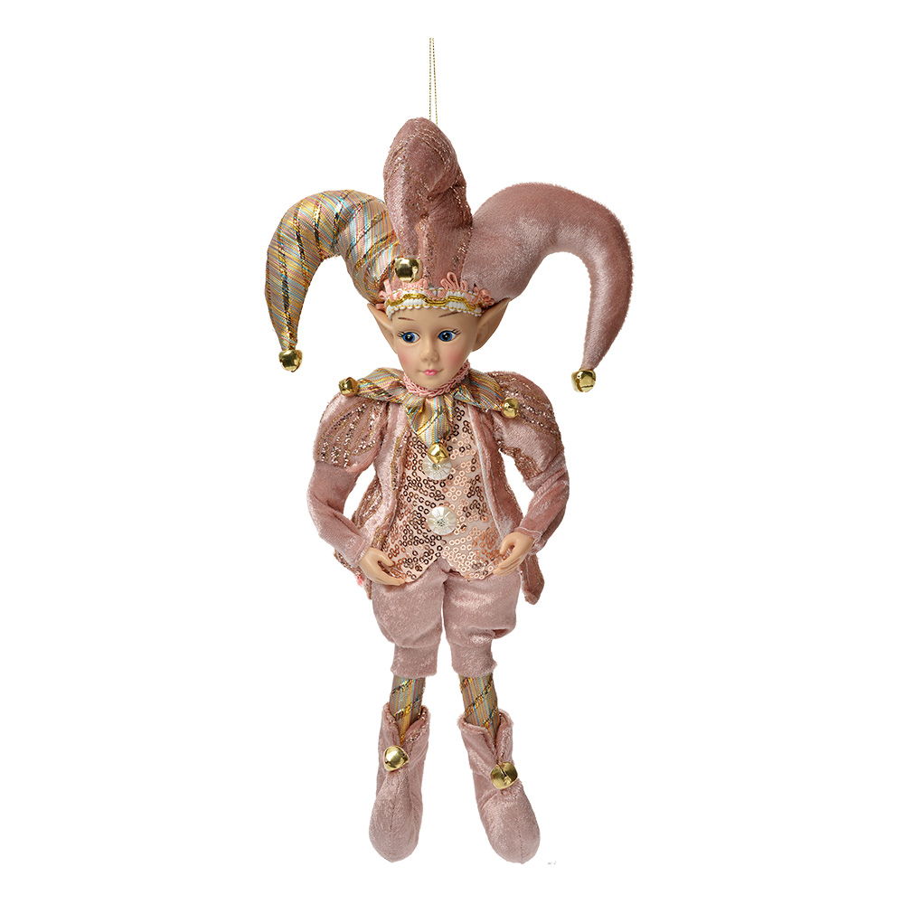 Clayre & Eef   | Decoratie hanger elf Roze Goudkleurig 20x8x37 cm | 66219