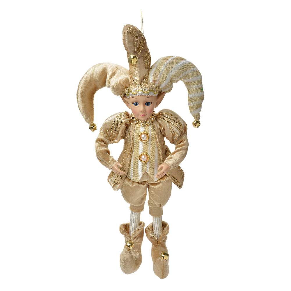 Clayre & Eef   | Decoratie hanger elf Beige Goudkleurig 14x10x38 cm | 66220