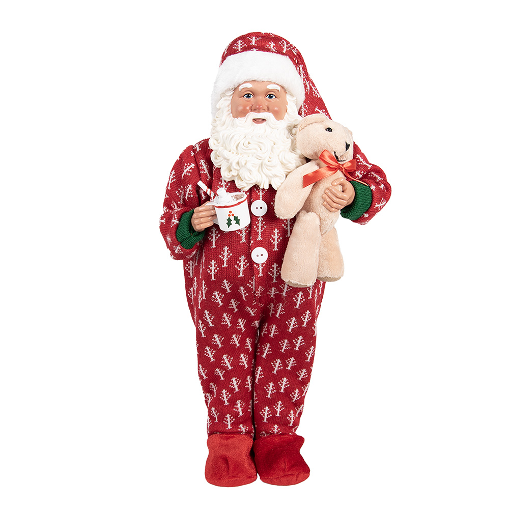 Clayre & Eef   | Kerstdecoratie Kerstman Rood Beige 22x19x45 cm | 66228