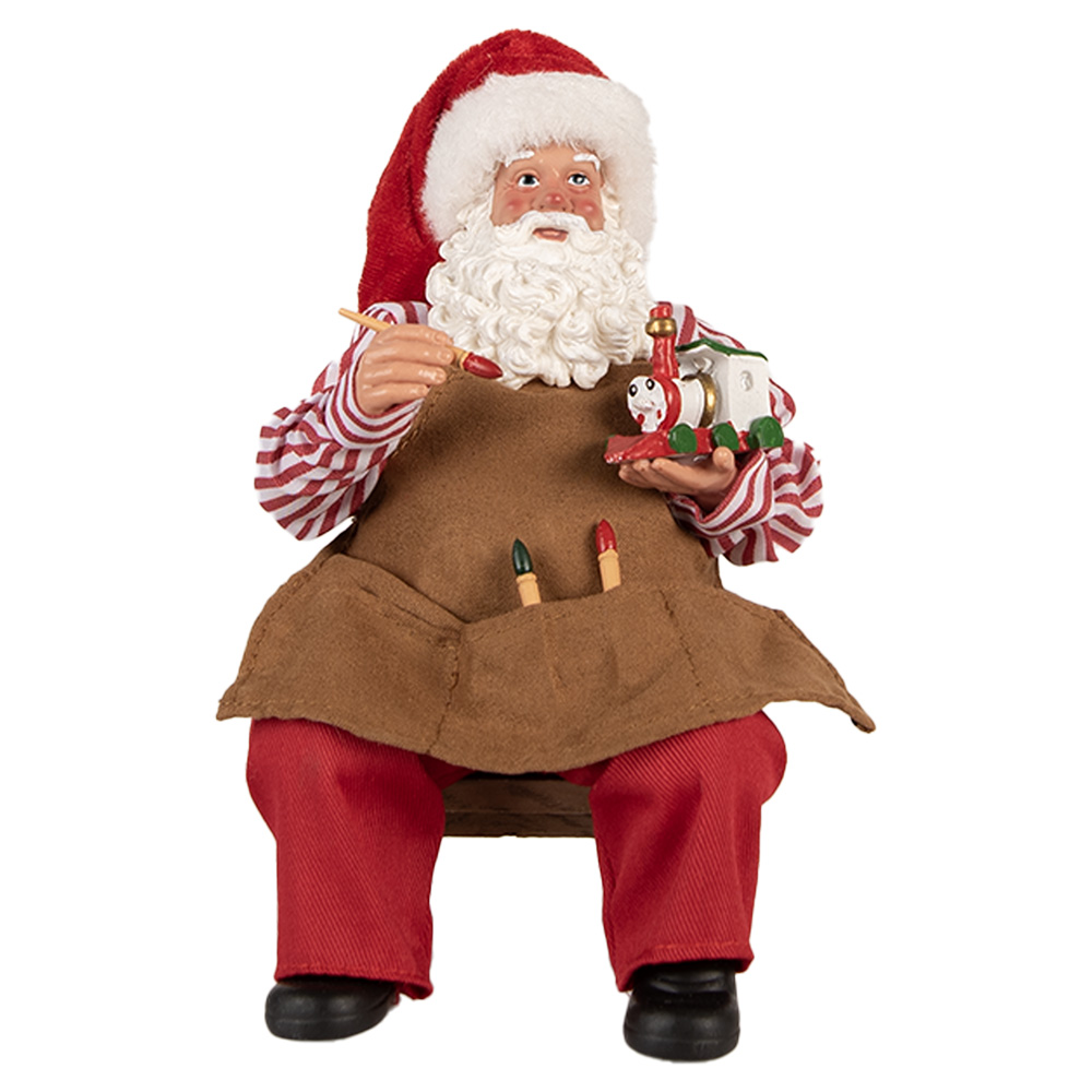 Clayre & Eef   | Kerstdecoratie Kerstman Rood Bruin 13x10x28 cm | 66230