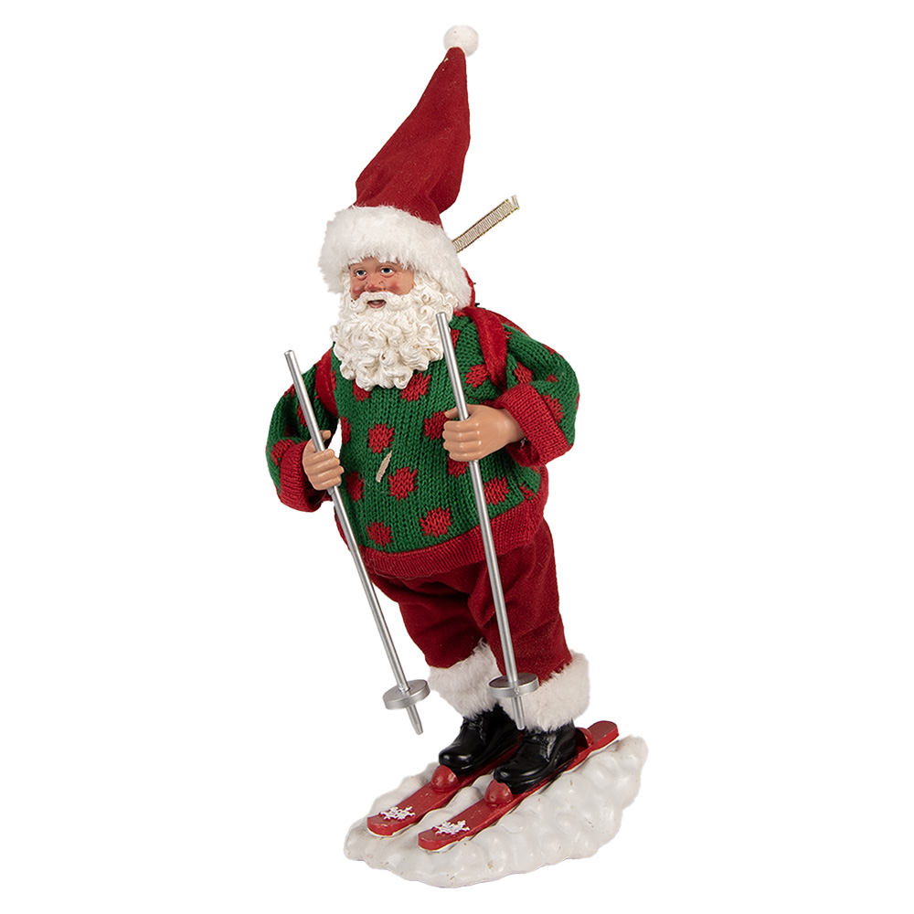Clayre & Eef   | Kerstdecoratie Kerstman Rood Groen 15x13x28 cm | 66235