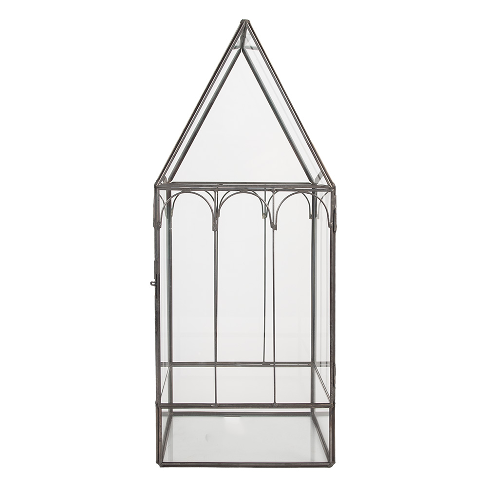 Clayre & Eef   | Decoratie Kweekkasje Transparant Zwart 15x15x38 cm | 6GL5367