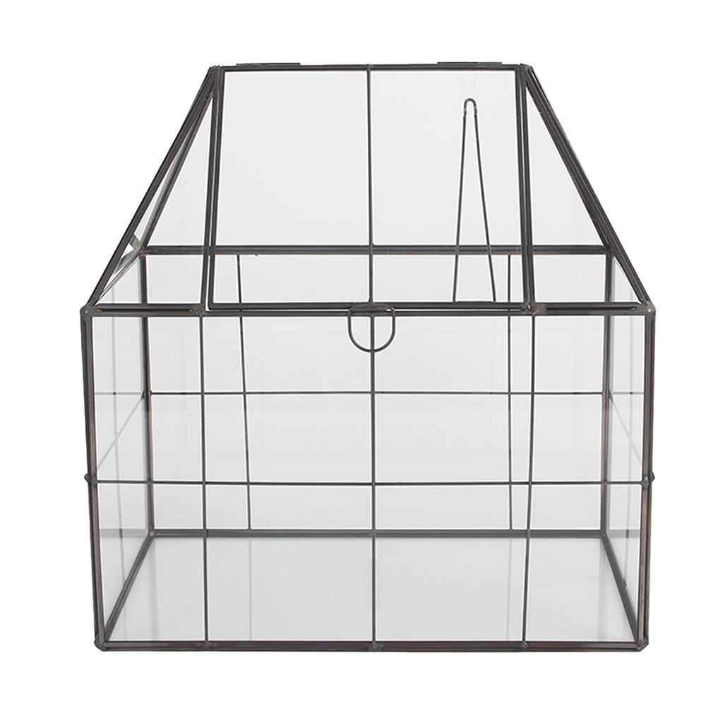Clayre & Eef   | Decoratie Kweekkasje Transparant Zwart 25x16x26 cm | 6GL5368