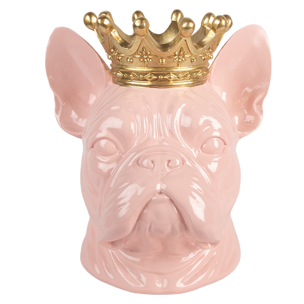 Clayre & Eef   | Decoratie Hond Roze 19x16x20 cm | 6PR5804