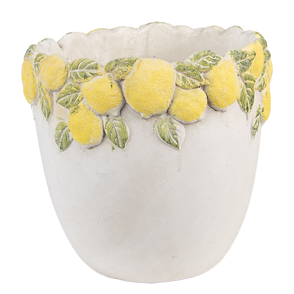 Clayre & Eef   | Bloempot Binnen Wit Geel ø 20x19 cm | 6TE0572M