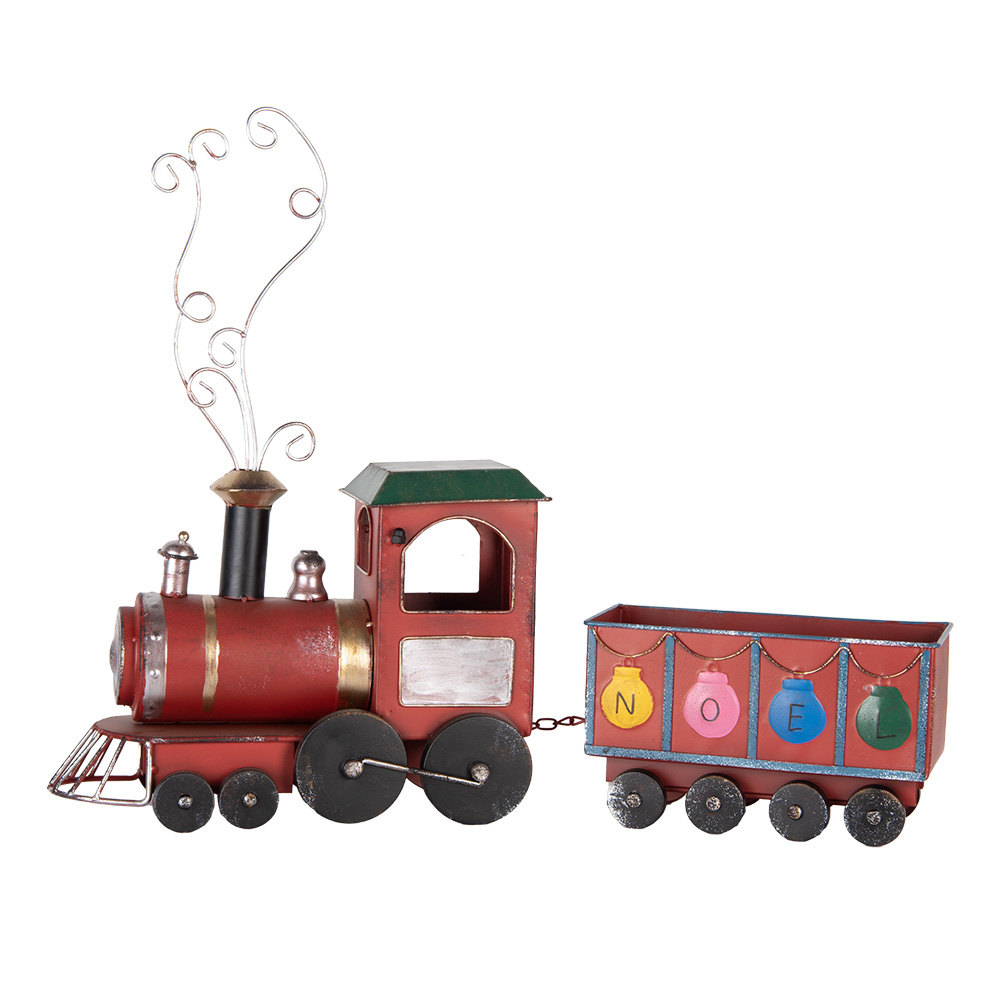Clayre & Eef   | Decoratie Trein Rood Groen 63x15x38/50 cm | 6Y5739